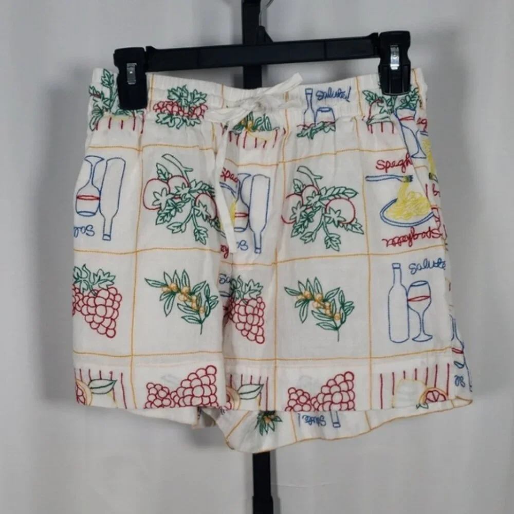 Magaschoni Appetito Embroidered Linen Shorts & Top Set S/P NWT‎ Matching Outfit